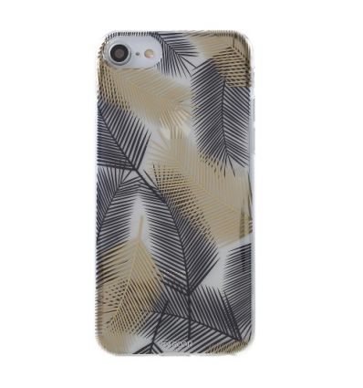 Coque iPhone SE 2022 / 2020 / 8 / 7 feuilles de palmier - Noir / Or