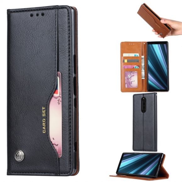 Sony Xperia 1 - Étui porte cartes cuir stand case