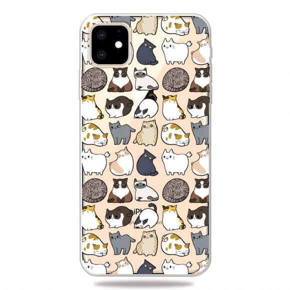 iPhone 11 - Coque transparente multiples chats