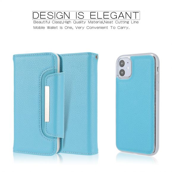 Housse et coque 2 en 1 effet cuir grainé pour iPhone 11