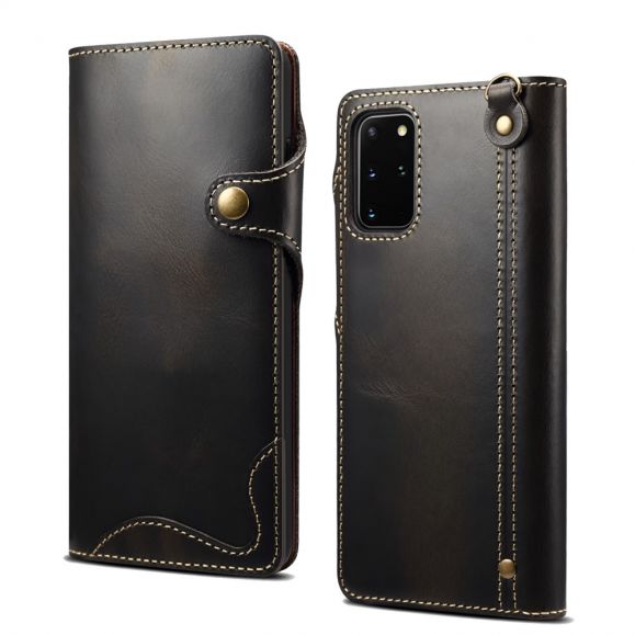 Housse Samsung Galaxy S20 Plus cuir véritable coutures apparentes