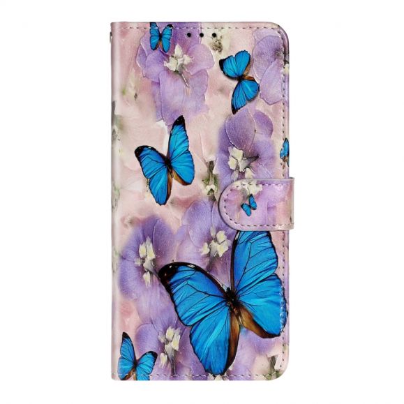 Housse Samsung Galaxy A71 papillons bleus et fleurs