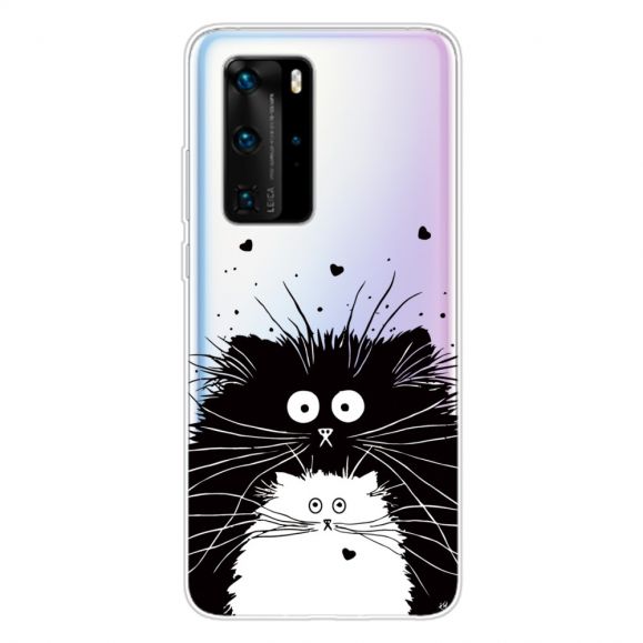 Coque Huawei P40 Pro chats noir et blanc