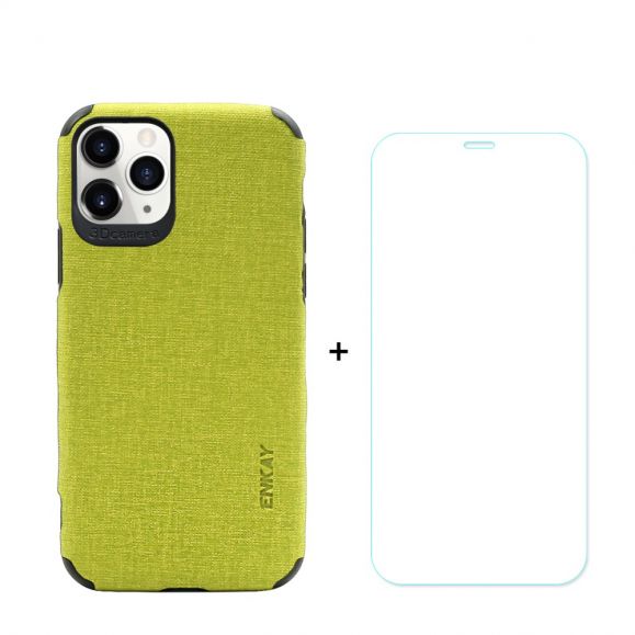 Coque iPhone 11 Pro Max Effet Toile + Film en verre trempé