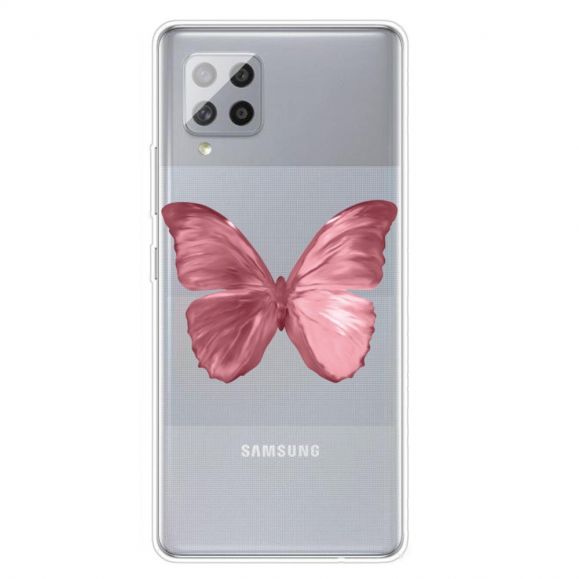 Coque Samsung Galaxy A42 5G Papillon Rose