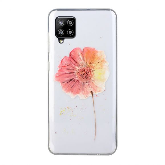 Coque Samsung Galaxy A12 fleur aquarelle