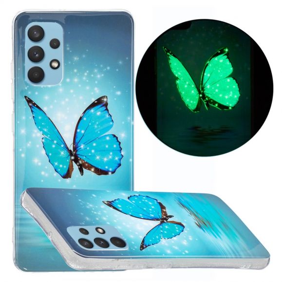 Coque Samsung Galaxy A32 4G Luminous papillon bleu