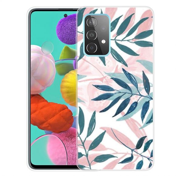 Coque Samsung Galaxy A32 5G Feuilles Vertes et Roses