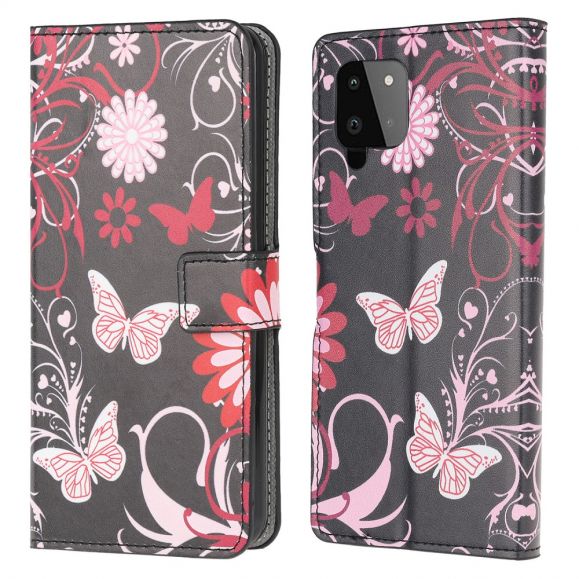 Housse Samsung Galaxy A22 4G papillons et fleurs
