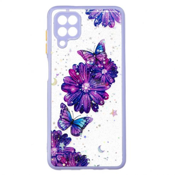 Coque Samsung Galaxy A12 / M12 fleurs et papillons violets