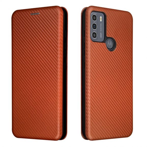 Housse Motorola Moto G50 simili cuir style fibre de carbone