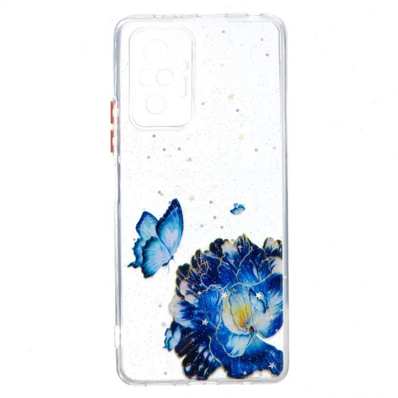 Coque Xiaomi Redmi Note 10 Pro fleurs et papillons bleus