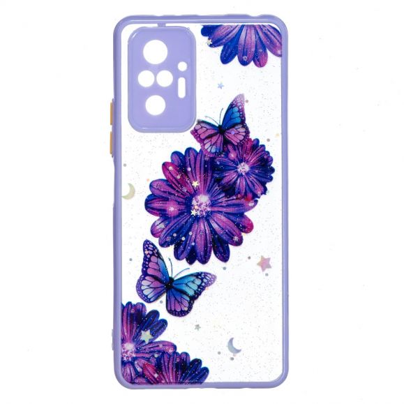 Coque Xiaomi Redmi Note 10 Pro fleurs et papillons violets