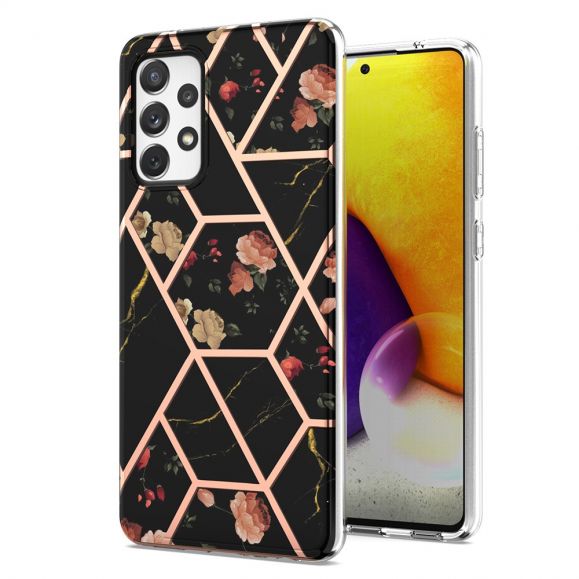 Coque Samsung Galaxy A72 4G / A72 5G marbre et fleurs