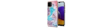 Coque Samsung Galaxy A22 4G marbre coloré bleu