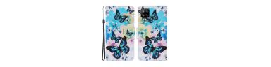 Housse Samsung Galaxy A22 4G Fleurs papillons bleus