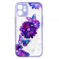 Coque iPhone 12 mini fleurs et papillons violets