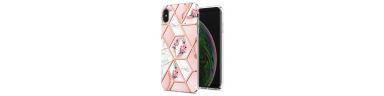 Coque iPhone XS Max marbre et couronne de fleurs