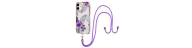 Coque iPhone 12 / 12 Pro fleurs exotiques à cordon