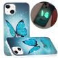 Coque iPhone 13 Fluorescente papillon bleu