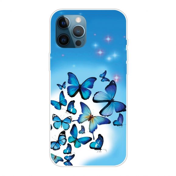 Coque iPhone 13 Pro Max Papillons Bleus