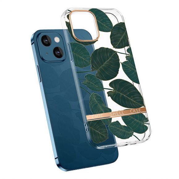 Coque iPhone 13 Transparent feuilles vertes