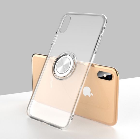 Coque iPhone XS Max Transparente avec anneau magnétique
