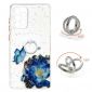 Coque Samsung Galaxy A72 5G / A72 4G fleurs et papillons bleus avec anneau