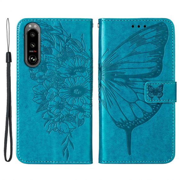 Housse Sony Xperia 5 III Papillon Fleur Porte-Cartes