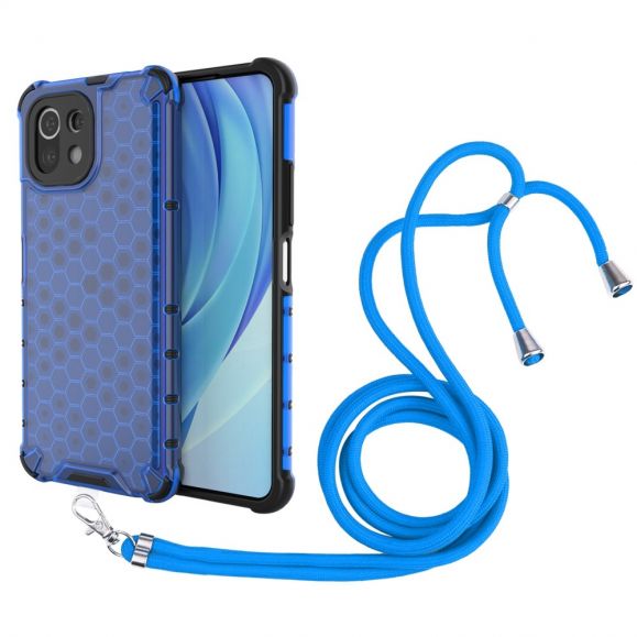 Coque Xiaomi 11 Lite 5G NE, Mi 11 Lite 4G, 5G à cordon Design Nid d'abeille