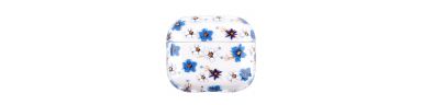 Coque AirPods 3 fleurs blanches et bleues