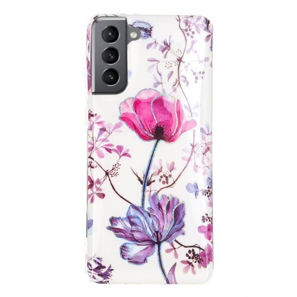 Coque silicone Samsung Galaxy S21 FE fleur violette