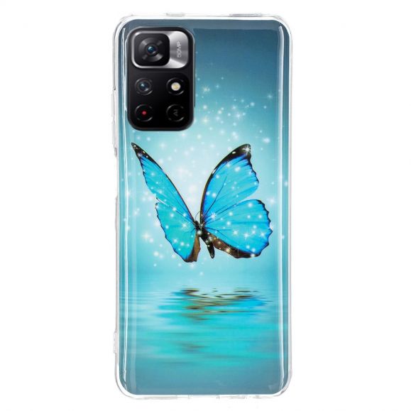 Coque Xiaomi Redmi Note 11 Pro Plus 5G Fluorescente papillon bleu