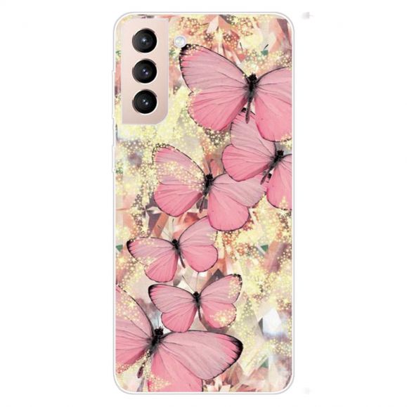 Coque Samsung Galaxy S22 5G Papillons Roses