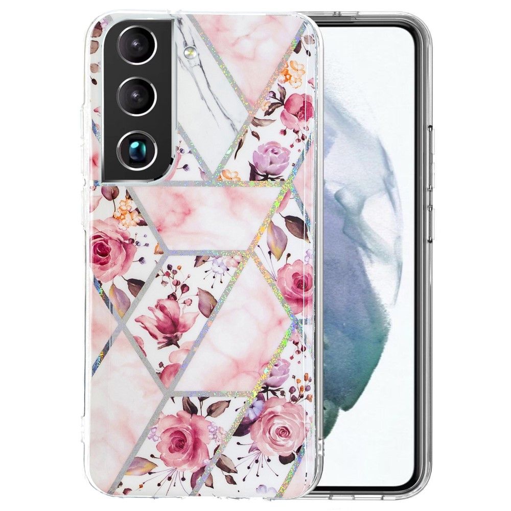 Coque Samsung Galaxy S22 Plus 5g Silicone Marbre Et Fleurs