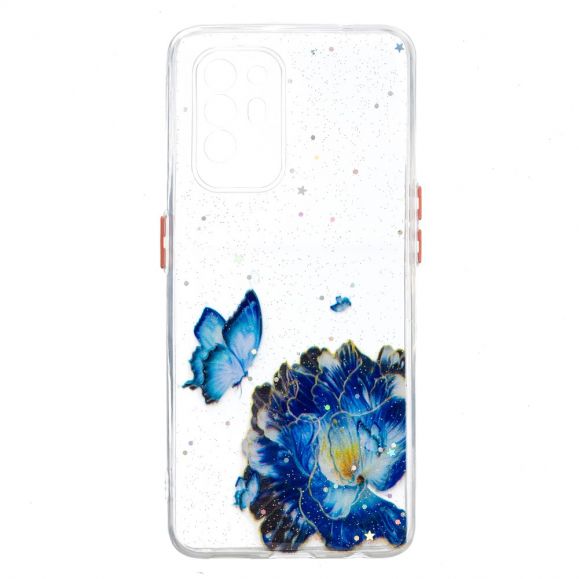 Coque Oppo A94 5G fleurs et papillons bleus