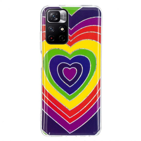 Coque Poco M4 Pro 5G silicone coeurs colorés