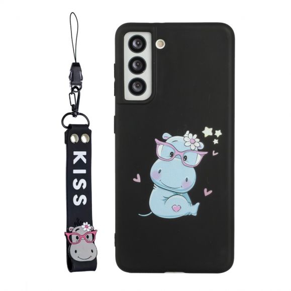 Coque Samsung Galaxy S22 5G Hippopotame à lanière