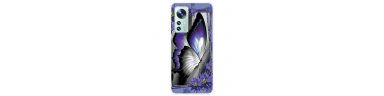 Coque Xiaomi 12 Pro Papillon Gris et Violet