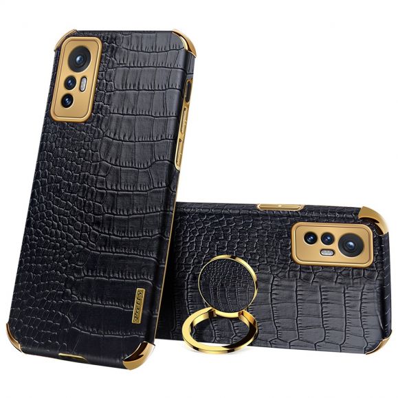 Coque Xiaomi 12 Pro Effet Croco avec Anneau