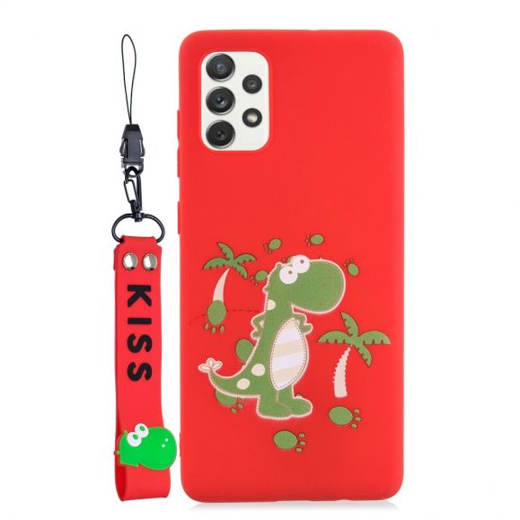 Coque Samsung Galaxy A53 5G illustration dinosaure à lanière