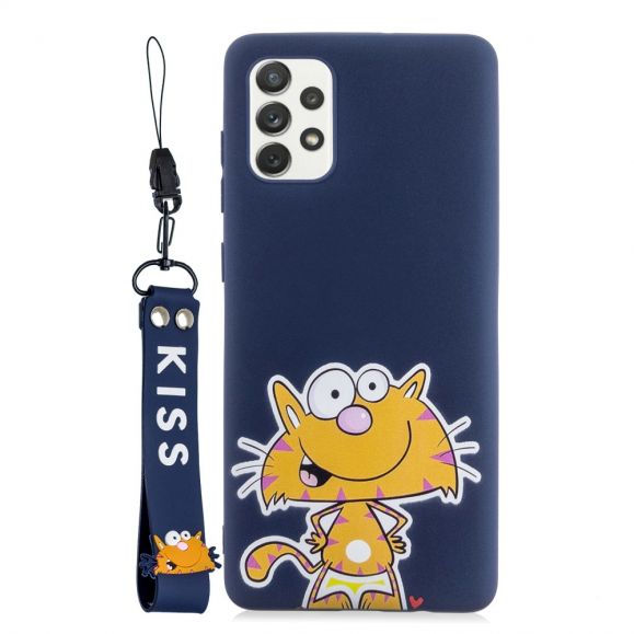 Coque Samsung Galaxy A53 5G Chat Cartoon à Lanière