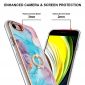 Coque iPhone SE 2022 / 2020 marbre coloré bleu avec bague
