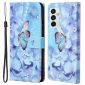 Housse Samsung Galaxy M23 5G Papillon et fleurs bleues