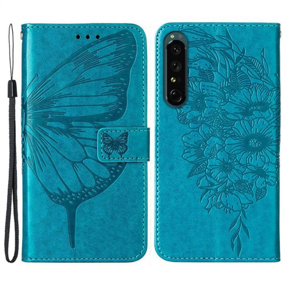 Housse Sony Xperia 1 IV Papillon Fleur Porte-Cartes
