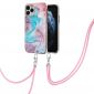 Coque iPhone 11 Pro Max à cordon marbre coloré bleu