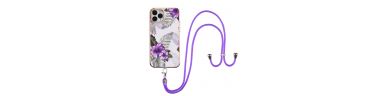 Coque iPhone 11 Pro Max à cordon fleurs exotiques