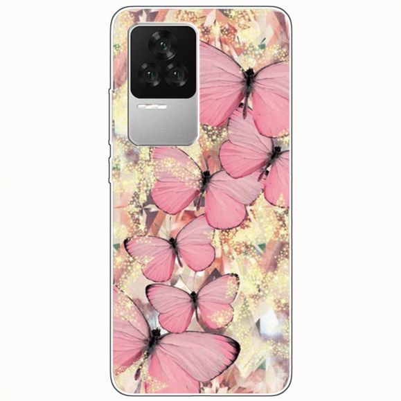 Coque Poco F4 Papillons Roses