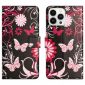 Housse iPhone 14 Pro Papillons et fleurs