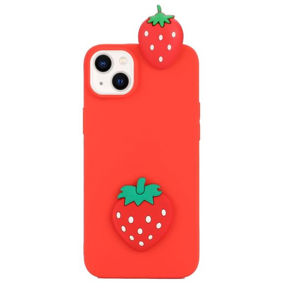 Coque iPhone 14 Silicone Fraise 3D